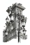 28 lamp posts on the long street night tattoo design idea