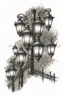 28 lamp posts on the long street night tattoo design idea