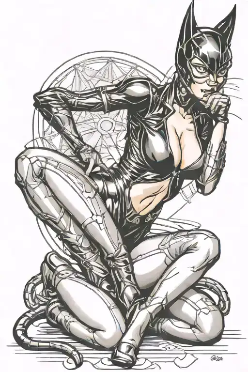 Catwoman pinup tattoo design idea