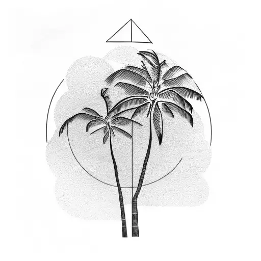 Catalina island outline and palm trees tattoo design idea