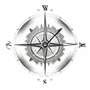 Broken clock + compass tattoo design idea