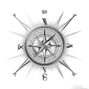 Broken clock + compass tattoo design idea