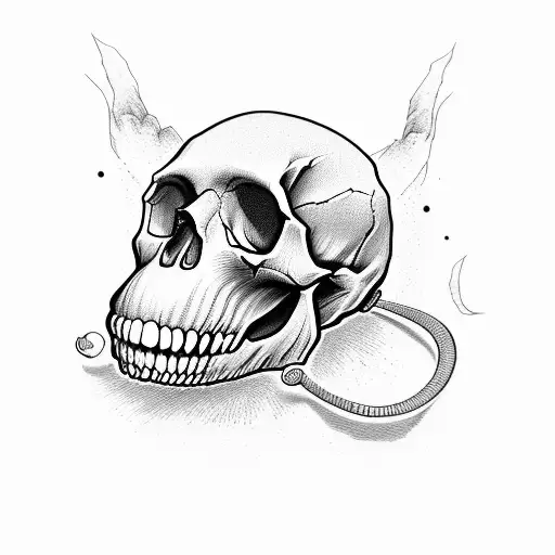 dumb monkey but as a skull tattoo design idea