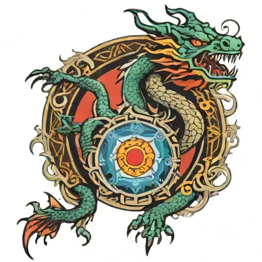 Chinese dragon Halo themed tattoo incorporating cortana   tattoo design idea
