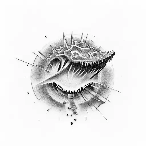 dunosaur eye on throat tattoo design idea