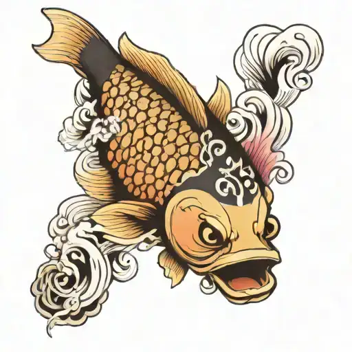 carp fish with a hannya mask tattoo design idea