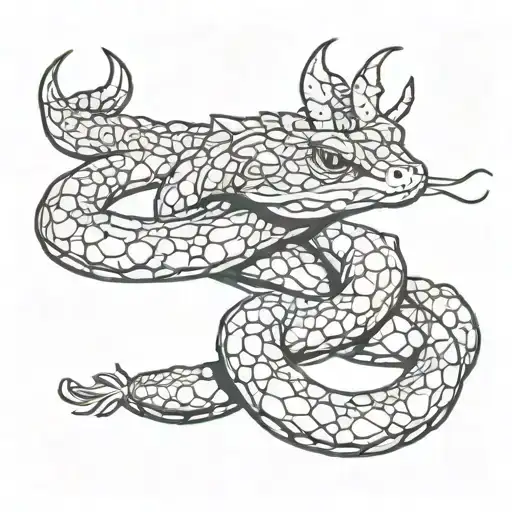 horned viper with paintbrush and jellybeans tattoo design idea
