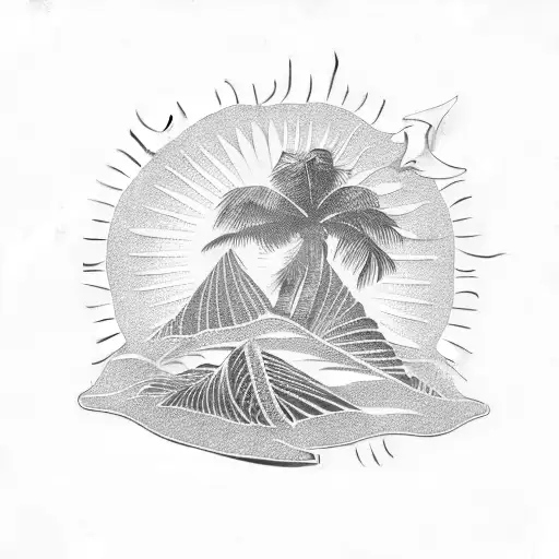 palm tee, ocean, sand, sun, flip flops, beach tattoo design idea
