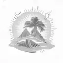 palm tee, ocean, sand, sun, flip flops, beach tattoo design idea