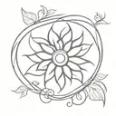 sun and flower intertwined wispy  tattoo design idea
