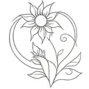 sun and flower intertwined wispy  tattoo design idea