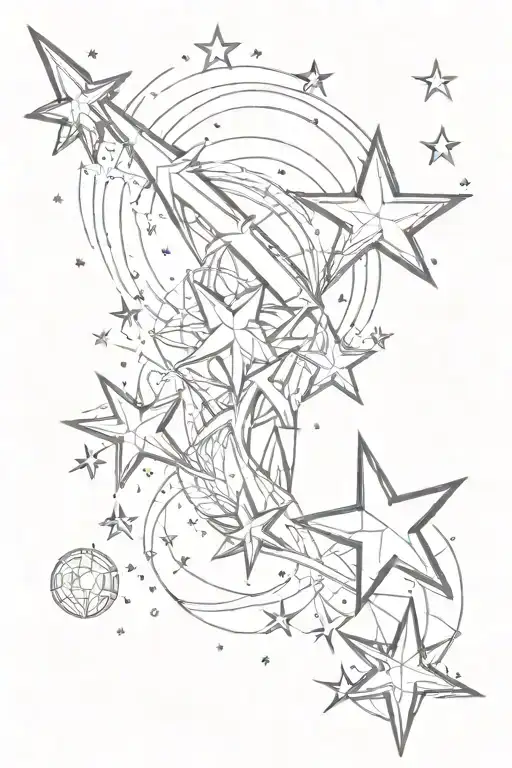 shooting star fine line tattoo tattoo design idea