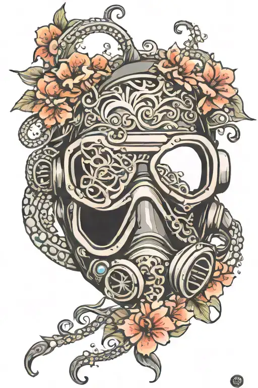scuba diving mask tattoo design idea