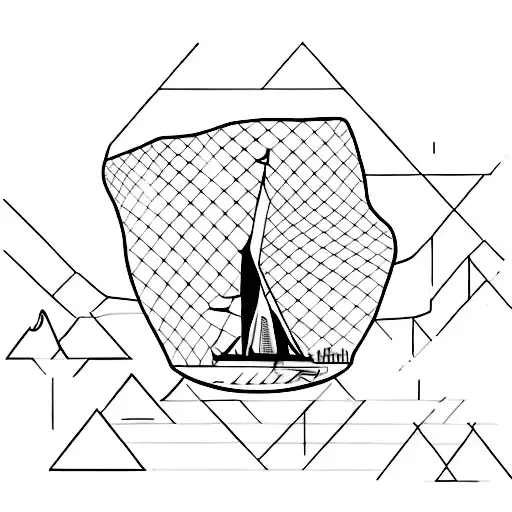 diseño de Aruba, donde se vea un árbol característico de ese lugar junto al mar y la arena, en blanco y negro  tattoo design idea