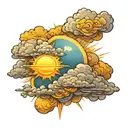 Sun shining trough clouds tattoo design idea
