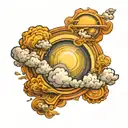 Sun shining trough clouds tattoo design idea