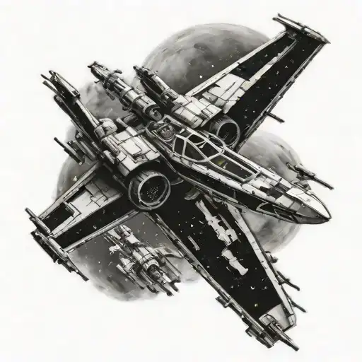 star wars darth vader xwing galaxy filled tattoo design idea