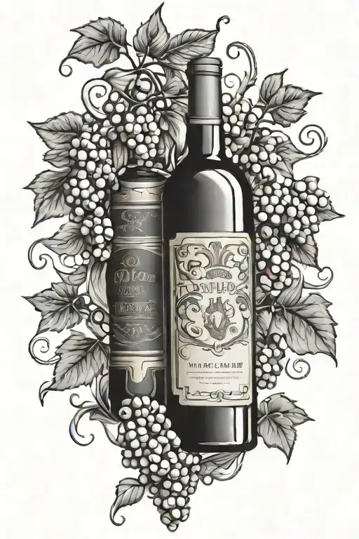 wine bottle tattoo design idea