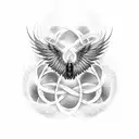 Combine the infinity loop with wings, representing your aspiration to soar beyond all limitations and achieve greatness. tattoo design idea