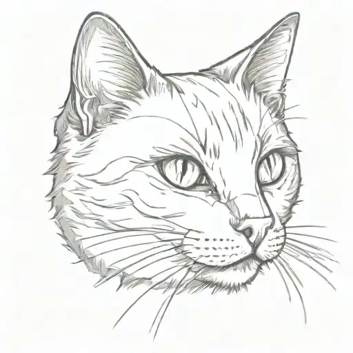 a domestic short hair cat's head with its tounge out and smiling  tattoo design idea