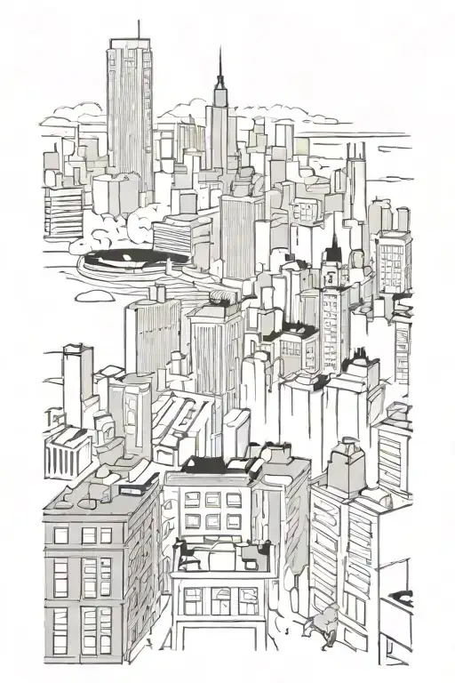 gotham skyline tattoo design idea