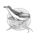 whale fighting squid tattoo design idea