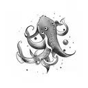 whale fighting squid tattoo design idea