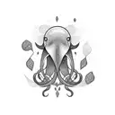 whale fighting squid tattoo design idea
