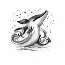 whale versus squid tattoo design idea