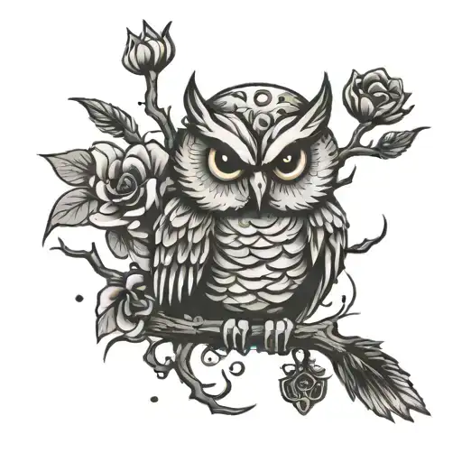 loneliness war betrayal owl tattoo design idea