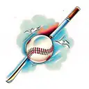 dainty baseball bat tattoo design idea
