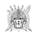 mr doom mask with centurion feathers tattoo design idea