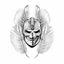 mr doom mask with centurion feathers tattoo design idea