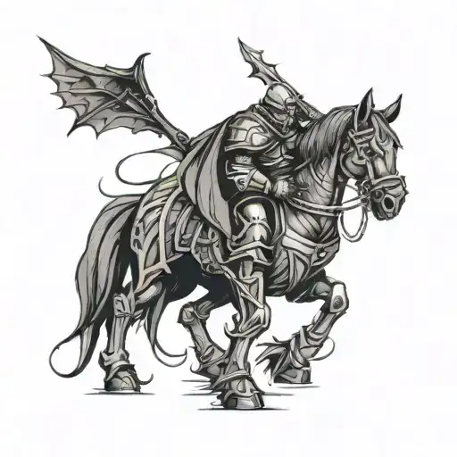 dark fantasy knight tattoo design idea