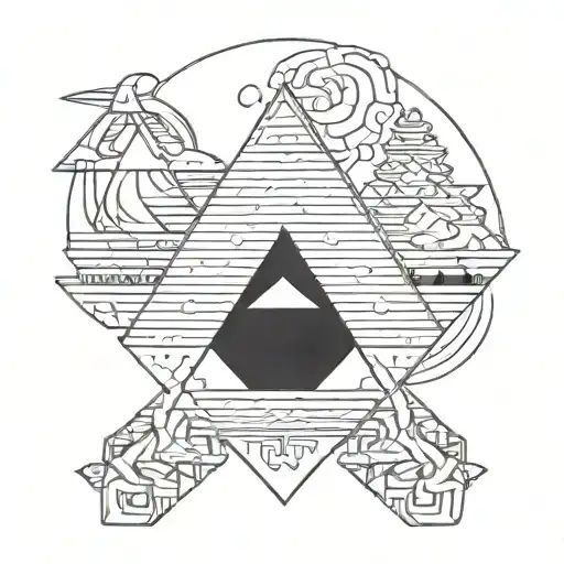 Pyramid ando love couple tattoo design idea