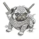 samurai pug tattoo design idea