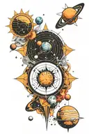 solar system and geometry patterns tattoo design idea