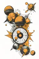 solar system and geometry patterns tattoo design idea