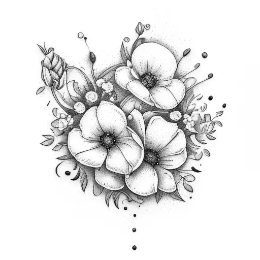birth flowers for April, June, JUly, September tattoo design idea