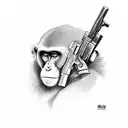 monkey with glock tattoo design idea