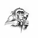monkey with glock tattoo design idea