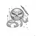 arco e flecha e um pote tattoo design idea