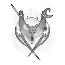 bow and arrow and a pot tattoo design idea