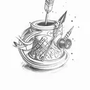 bow and arrow and a pot tattoo design idea