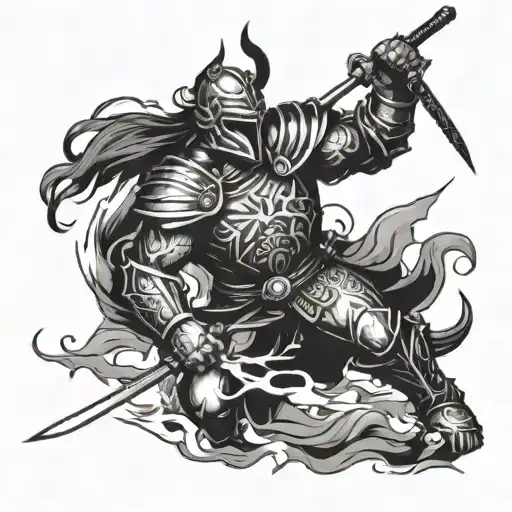 warrior fighting mental health tattoo design idea