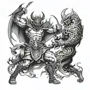 warrior fighting demons they know tattoo design idea