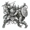 warrior fighting demons they know tattoo design idea