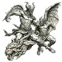 warrior fighting demons tattoo design idea