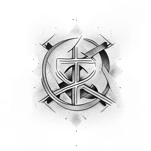 cross tattoo with words on a banner that says forever bonded tattoo design idea