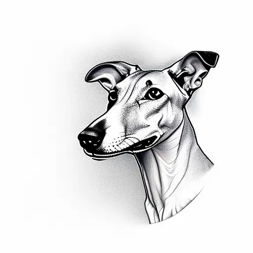 greyhound with ears up tattoo design idea